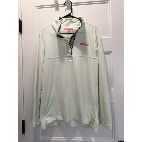 Simply Southern Other - NWT Simply Southern Mint Fleece Pullover Leopard Elbow Patches Size Small